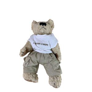 Cotton Corps Plush Stuffed Animal Toy Teddy Bear Tee Shirt and Khaki Pants Curly